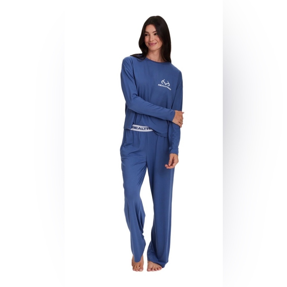 🦌REALTREE Women's 1X Long Sleeve Wide Leg Pant Pajama Lounge Sleep Set Pockets 😍 - Picture 2 of 7